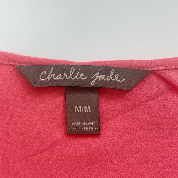Charlie Jade Coral Pink Silk One Shoulder Cocktail Dress - Picture 10 of 11
